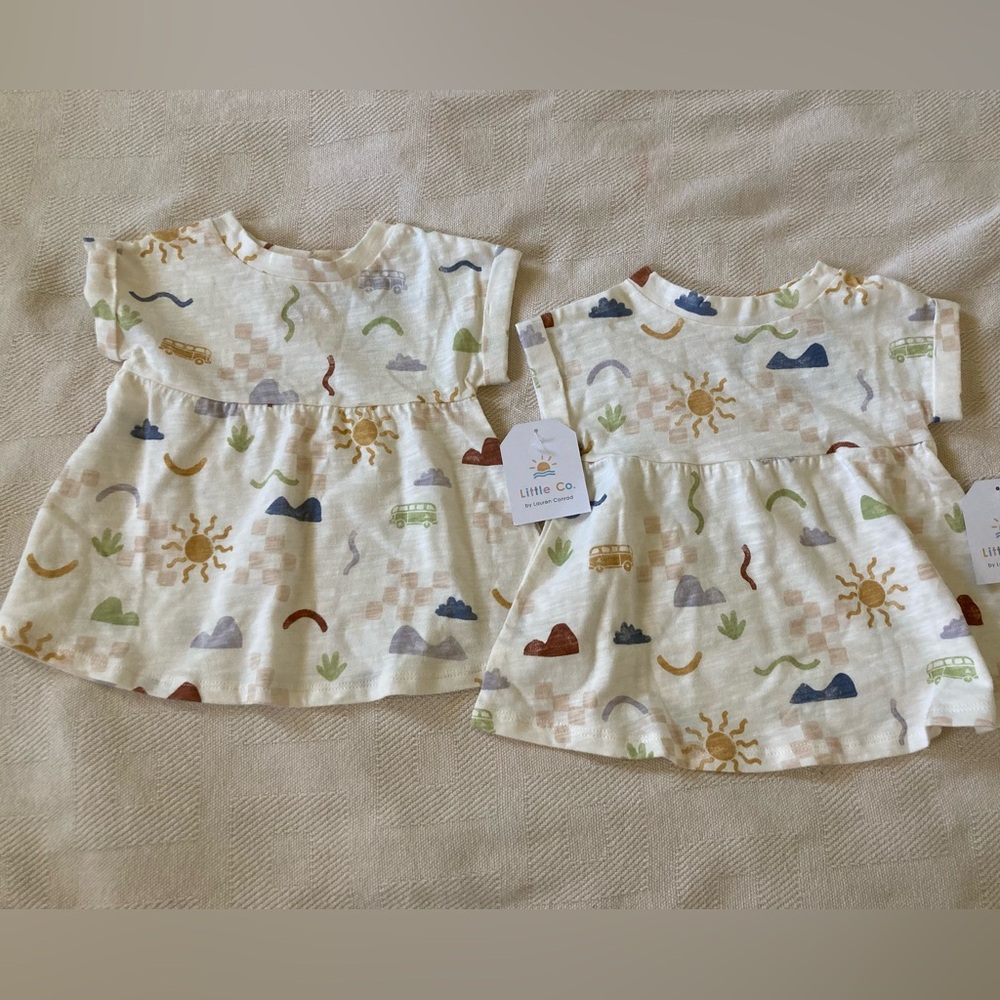 Little Co baby girl twin matching sundresses 0-3 month